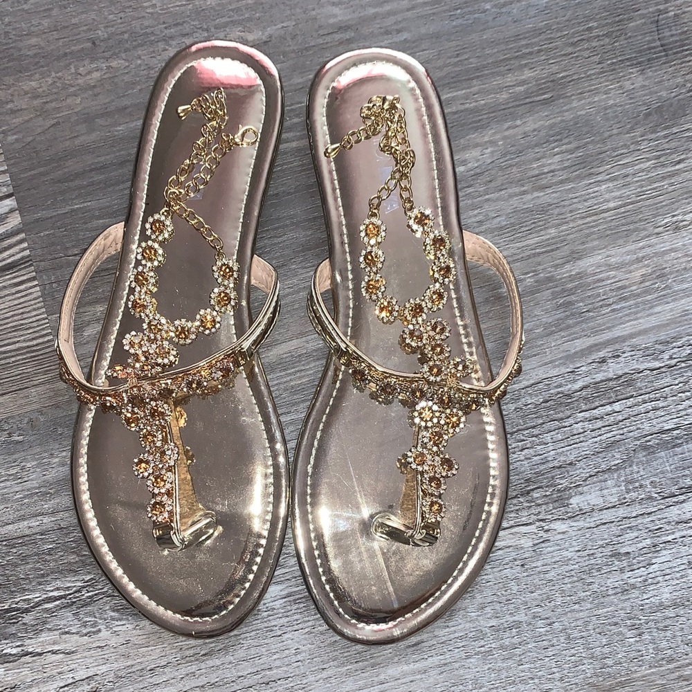 Fashion Nova Gold Embellished Sandals